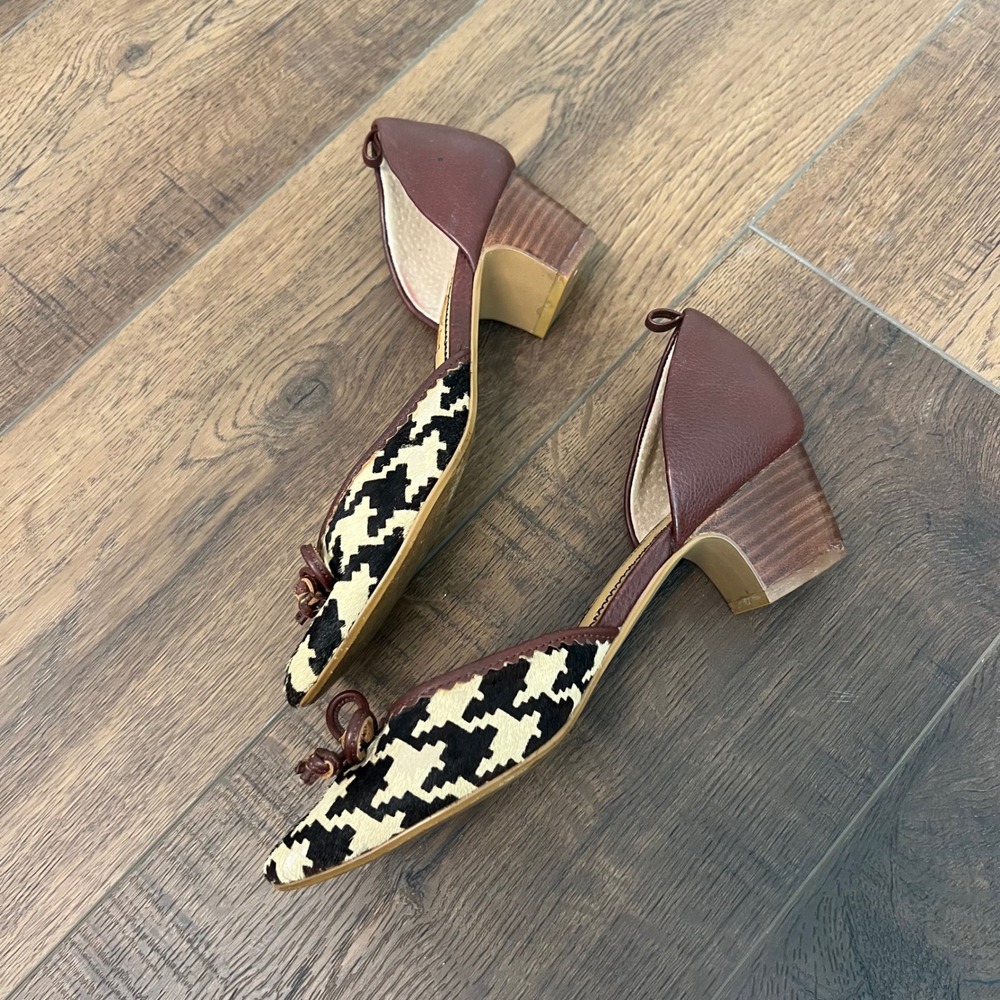 Pilcro and the Letterpress Houndstooth Heeled D'Orsay Pumps - Size 6M‎